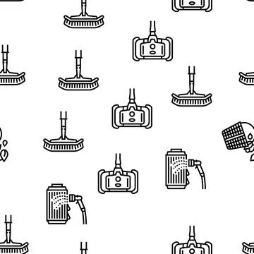 Pool Cleaning Service Vector Seamless Pattern 스톡 일러스트