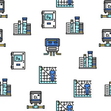 Pool Cleaning Service Vector Seamless Pattern 스톡 일러스트