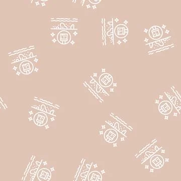 Pool cleaning services line seamless pattern Illustrazione stock