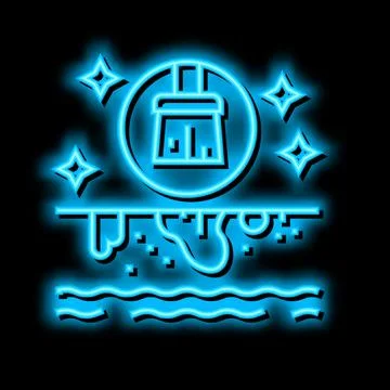 Pool cleaning services neon glow icon illustration Stock Illustration