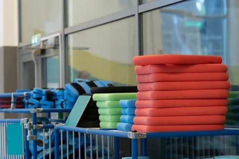 Pool colored stick extracurricular polyurethane competition swimmer lot training Stock Photos