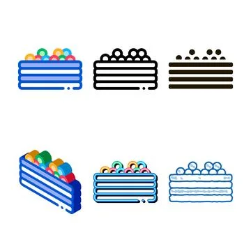Pool with colorful forms balls icon vector outline Stock Illustration