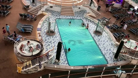 Pool on Cruise Ship Stock Footage 73557431