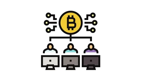 Pool cryptocurrency mining color icon animation Stock Footage 326109579