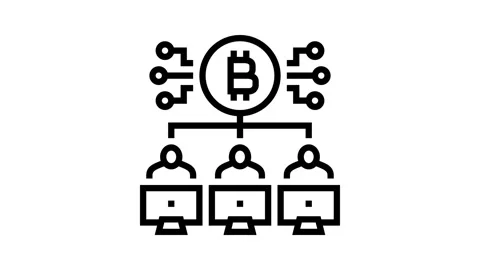 Pool cryptocurrency mining line icon animation Stock Footage 326126902