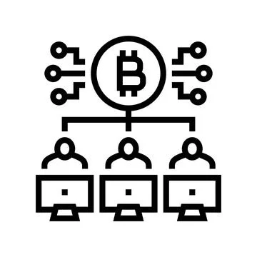 Pool cryptocurrency mining line icon vector illustration Stock Illustration