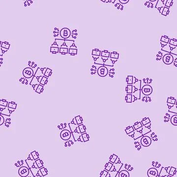 Pool cryptocurrency mining line seamless pattern イラスト素材