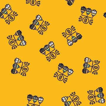 Pool cryptocurrency mining vector seamless pattern Illustrazione stock