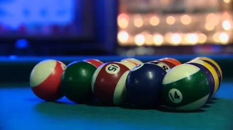 Pool Cue Breaks the Balls for a Game HD Video 스톡 동영상 90956593