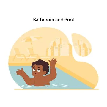Pool danger. Flat vector illustration Stock Illustration