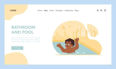 Pool danger. Flat vector illustration Stock Illustration