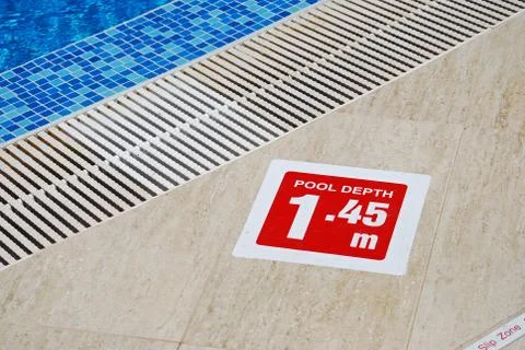 Pool depth sign Stock Photos