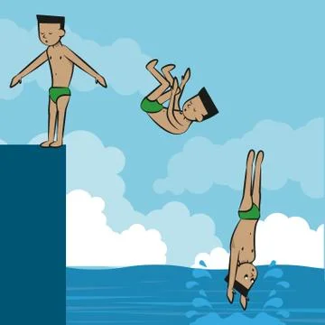 Pool diver cartoon Illustrazione stock