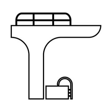 Pool with a diving tower black color icon . Illustrazione stock