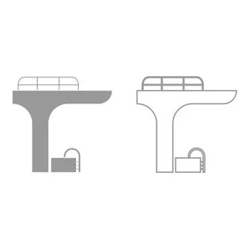 Pool with a diving tower it is black icon . Illustrazione stock