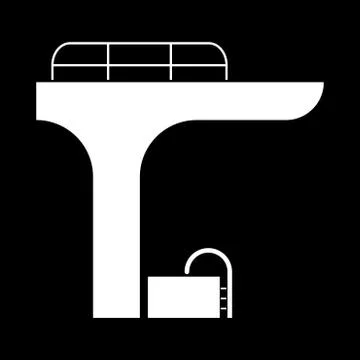 Pool with a diving tower it is icon . Illustrazione stock