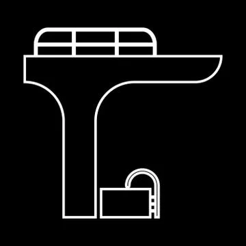 Pool with a diving tower it is icon . Illustrazione stock