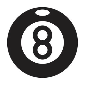 Pool Eight Ball icon vector design template in black color isolated sign on w Stock Illustration