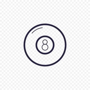 Pool eight ball line icon. Billiard game thin linear signs. Outline magic ball Stock Illustration