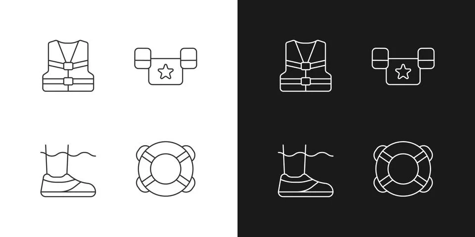 Pool equipment linear icons set for dark and light mode Stock Illustration