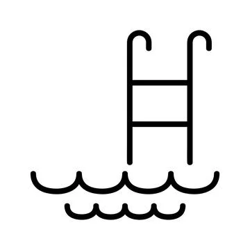 Pool flat icon. Pictogram for web. Line stroke. Suitcase isolated on white ba Stock Illustration