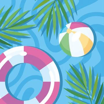 Pool with float and balloon Illustrazione stock