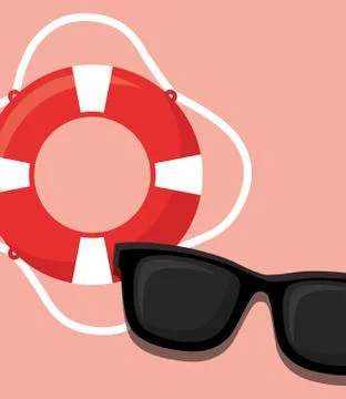 Pool float and sunglasses icon Stock Illustration