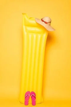 Pool float beach accessories yellow Stock Photos