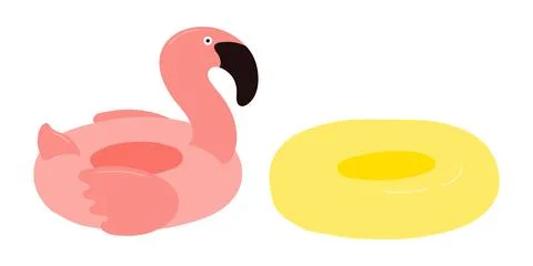 Pool float, flamingo float illustration isolated set. Illustrazione stock