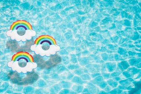 Pool float, ring floating in a refreshing swimming pool Stock Photos