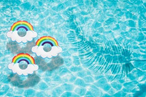 Pool float, ring floating in a refreshing swimming pool Stock Photos