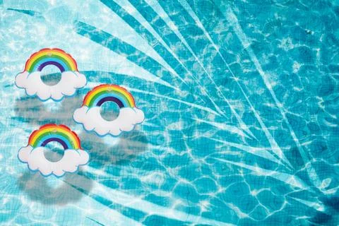 Pool float, ring floating in a refreshing swimming pool Stock Photos