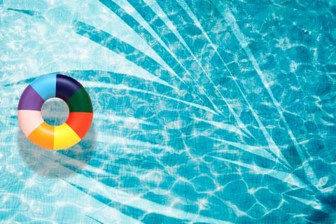 Pool float, ring floating in a refreshing swimming pool Stock Photos