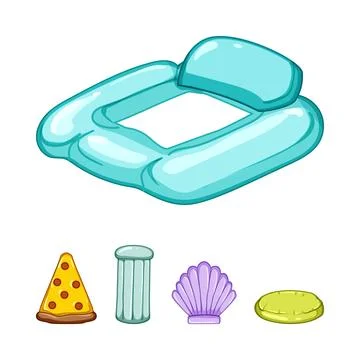 Pool floats and summer vacation items collection Stock Illustration
