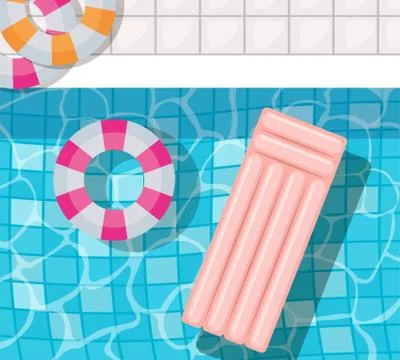 Pool with floats top view vector design Stock Illustration