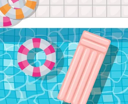 Pool with floats top view vector design 스톡 일러스트