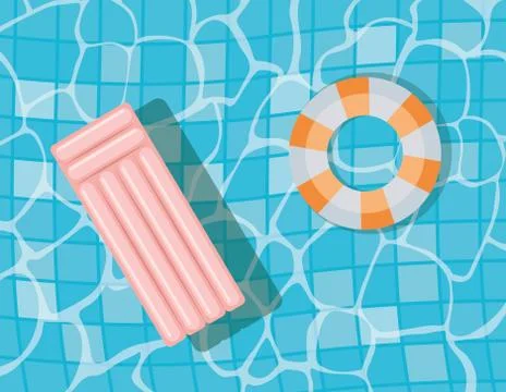 Pool with floats top view vector design Stock Illustration