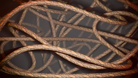 A pool of fog surrounded by snakes Vídeos de archivo 314427451