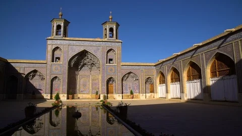 Pool in front of a mosque Stock Footage 100849351