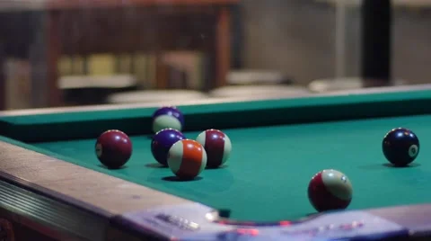Pool Game - Ball Potted in Corner Pocket Stock Footage 64091211