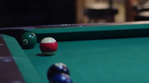 Pool Game - Ball Potted in Corner Pocket Stockbeeldmateriaal 64091229