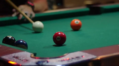 Pool Game - Ball Potted in Corner Pocket Stock Footage 64091349