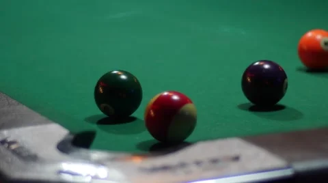Pool Game - Ball Potted in Corner Pocket Stock Footage 64091459