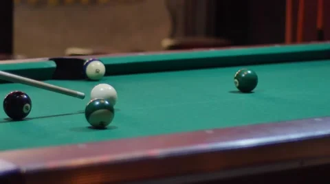 Pool Game - Ball Potted in Corner Pocket Stock Footage 64091903