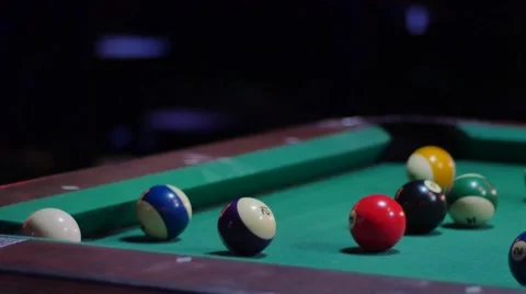 Pool Game - Ball Potted in Corner Pocket Stock Footage 64091997