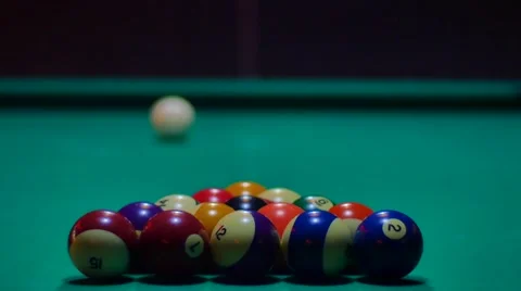 Pool Game - Ball Potted in Corner Pocket Stock Footage 64092447