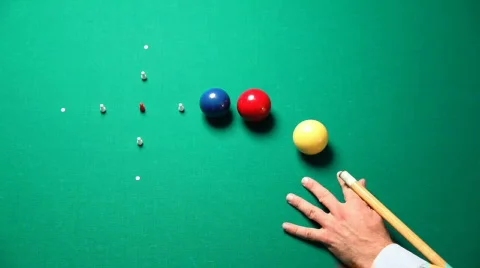 Pool game with professional player. Close-up Stock Footage 586740