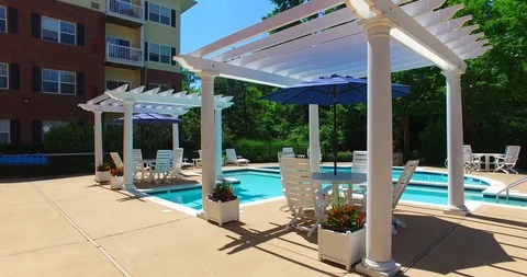 Pool Gazebo Moving Shot Stock Footage 95565105