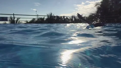 Pool girl. Slowmotion Video stock 91139403