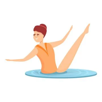 Pool gymnastics icon cartoon vector. Synchronized swim Stock Illustration